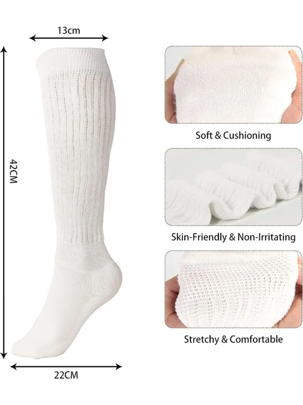 Soft Thigh High Slouch Socks for Women - Cozy Scrunch Boot Socks, Size 5-11